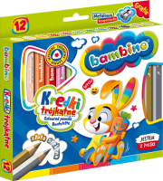 Kredki trójkątne BAMBINO w oprawie drewnianej 12kol. temperówka